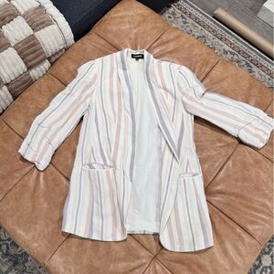 Express Striped Blazer - White, Pink, Blue